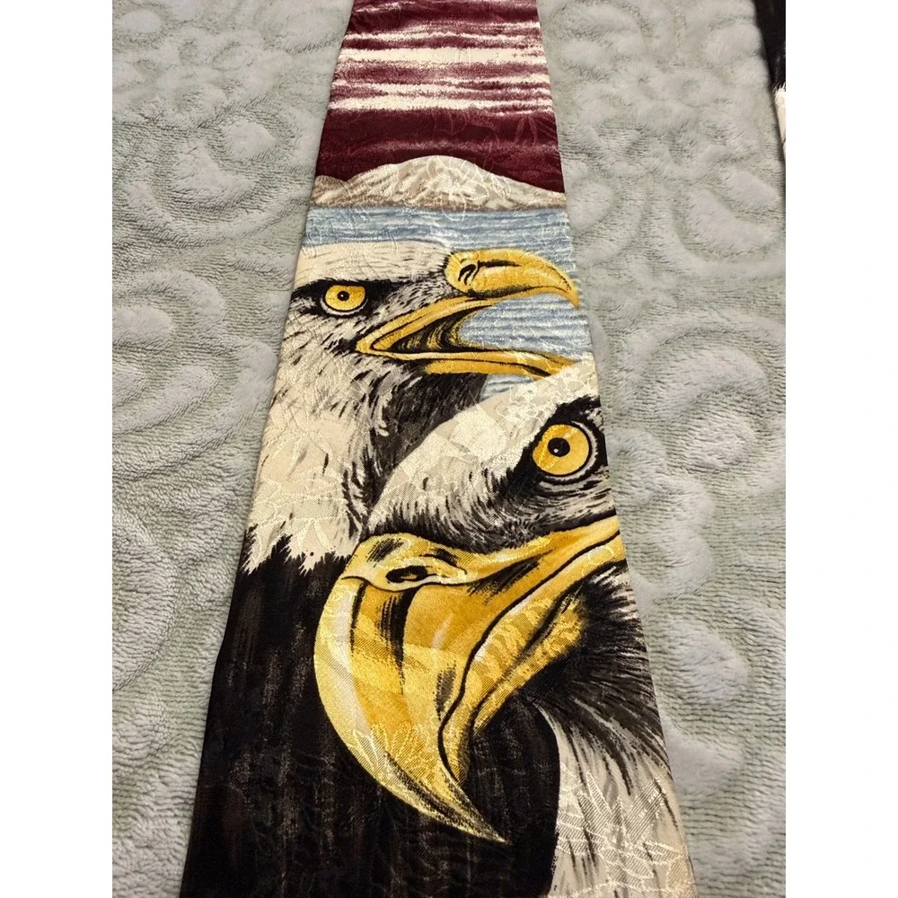Vintage Marc Dennis Endangered Species American Beauty Bald Eagle Silk Tie 1995
